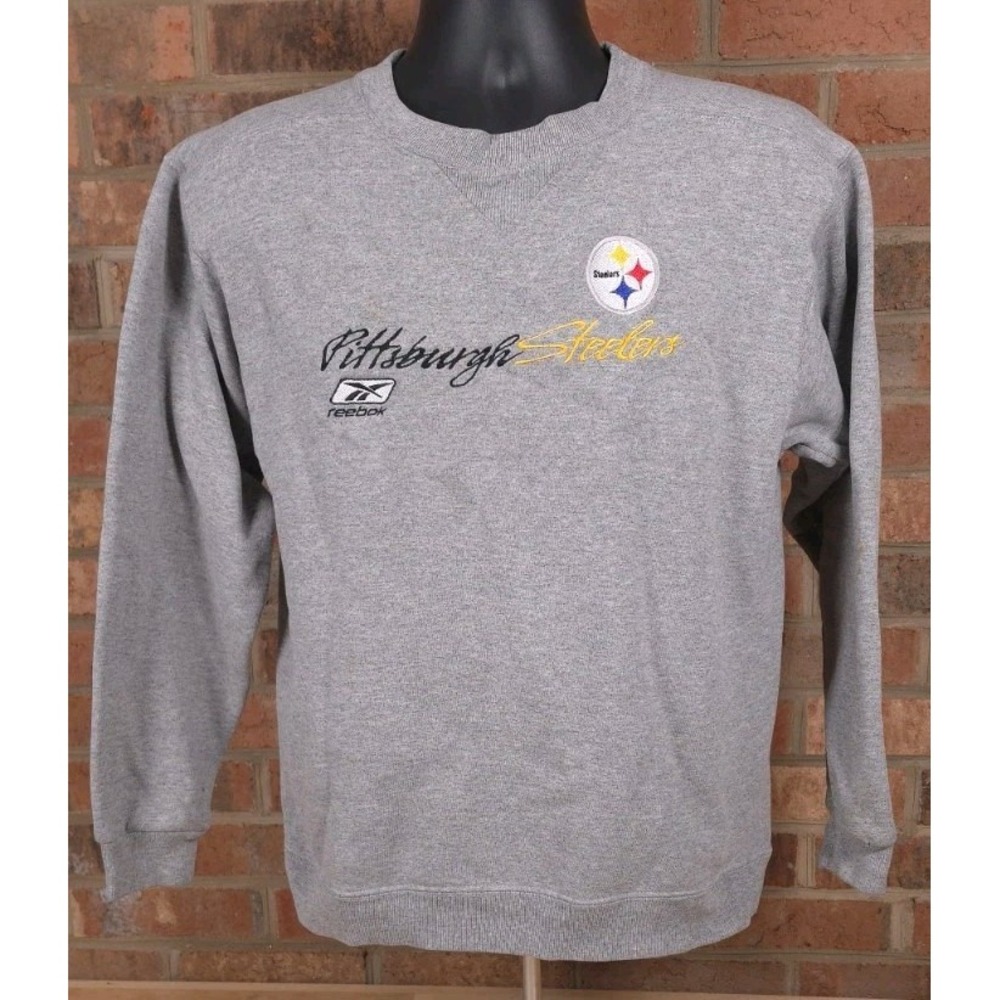 Reebok Pro Line Pittsburgh Steelers Mens M Crewneck Sweatshirt Gray Vintage 90s